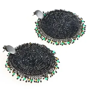 Phylum earrings oxidated with green onyx (S)