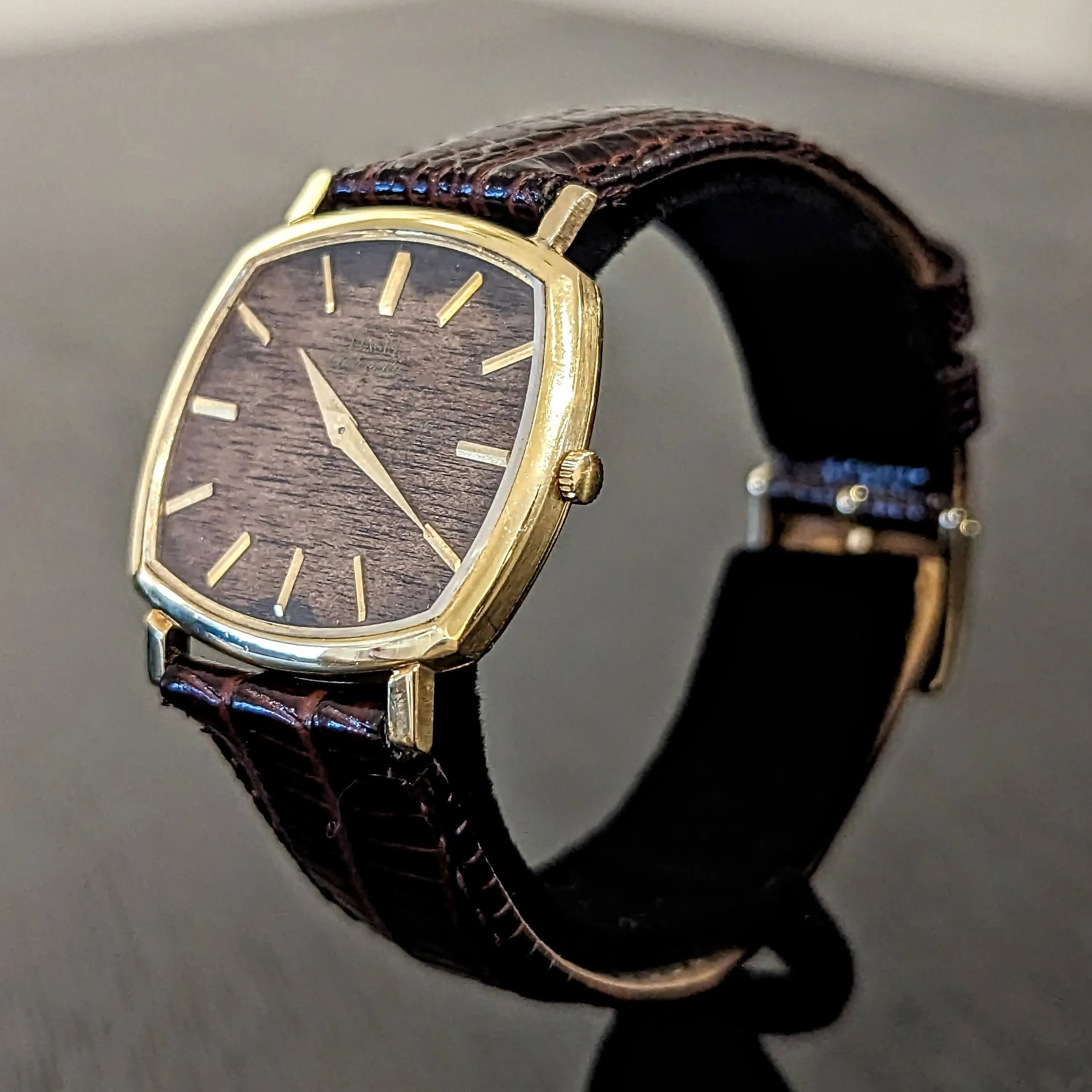 PIAGET Wristwatch 18K Gold ULTRA-THIN Movement Cal. 12P 6 ADJs 30 Jewels Wood Dial Watch