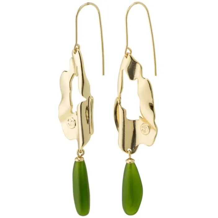 Pilgrim Freedom Gold Green Pendant Drop Earrings
