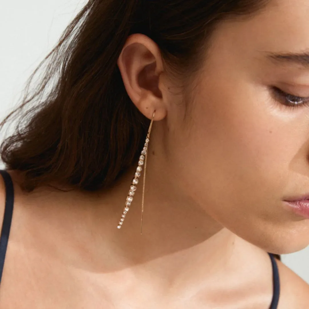 Pilgrim Sky Gold Clear Crystal Long Drop Earrings