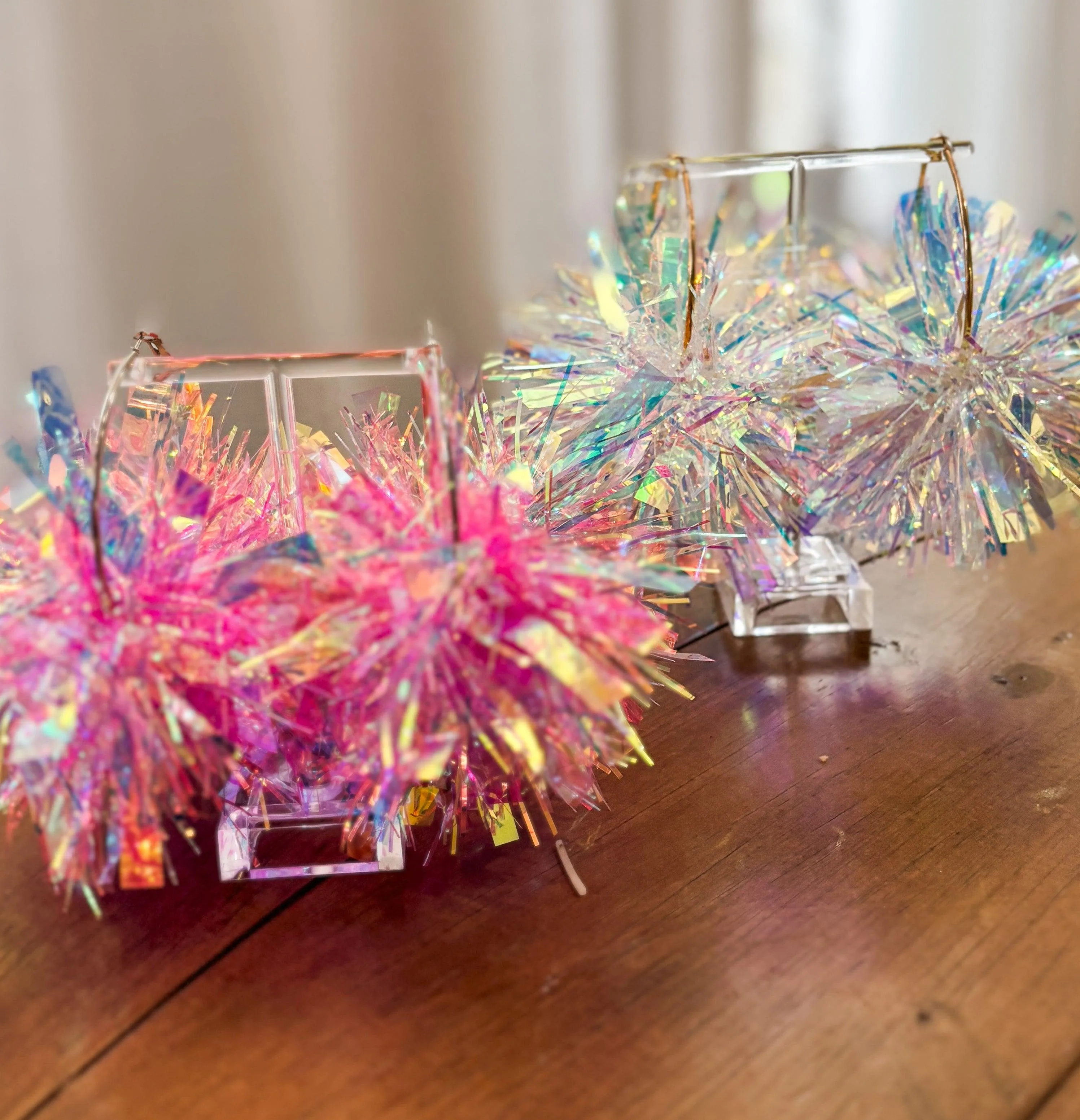Pink Birthday Pom Pom Earrings