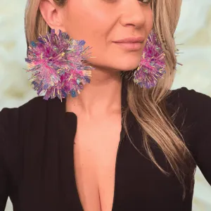 Pink Birthday Pom Pom Earrings