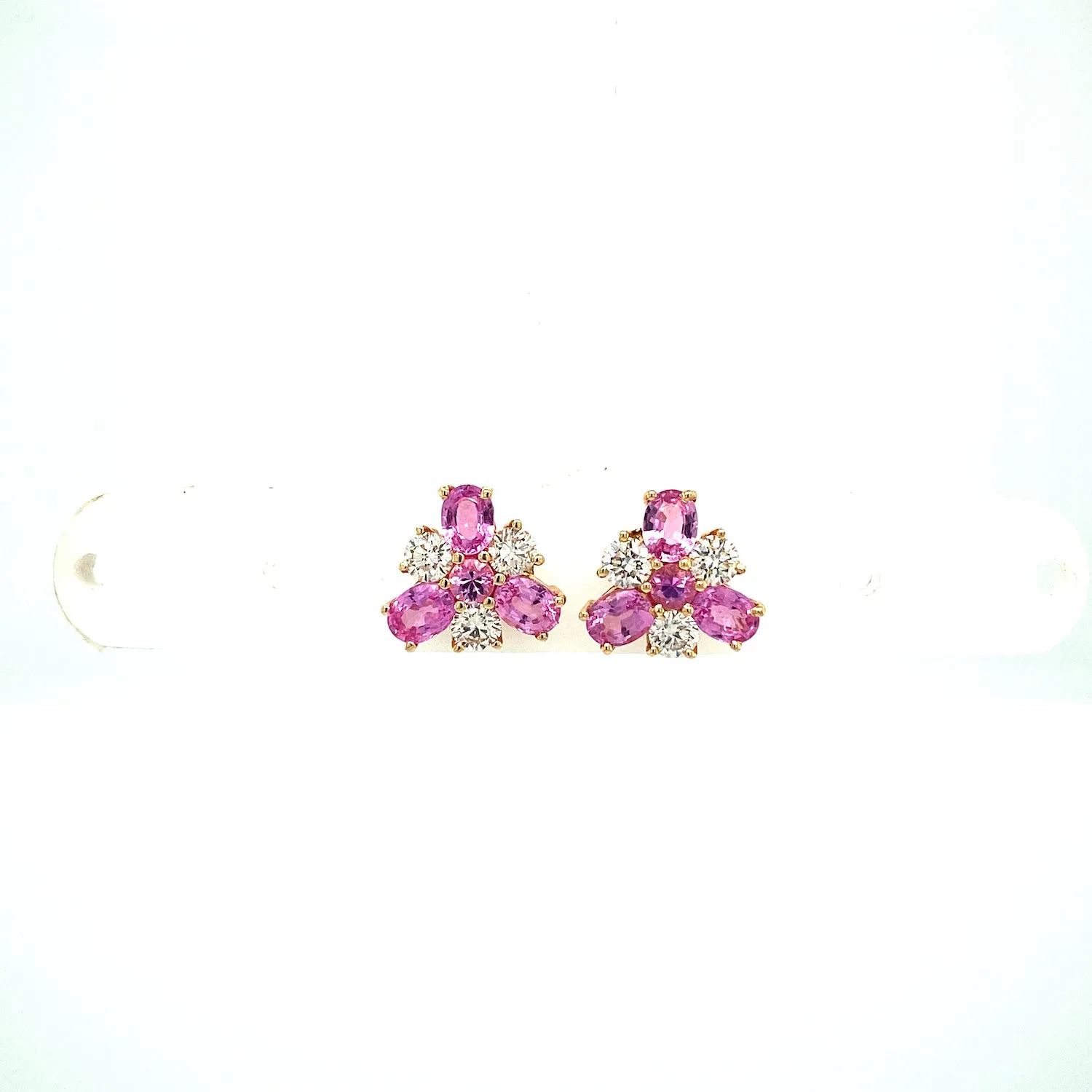 Pink Sapphire and Diamond Earrings in 14K Yellow Gold - KGT 33268