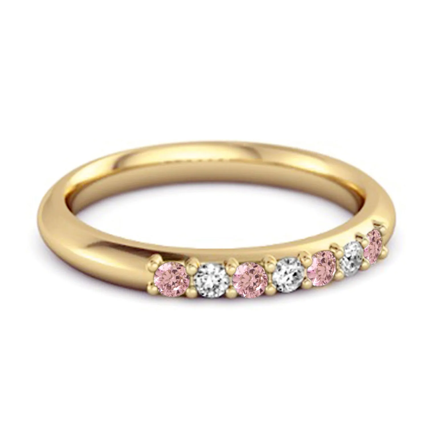 Pink Zirconia Eternity 925 Sterling Silver Stackable Mismatch Ring