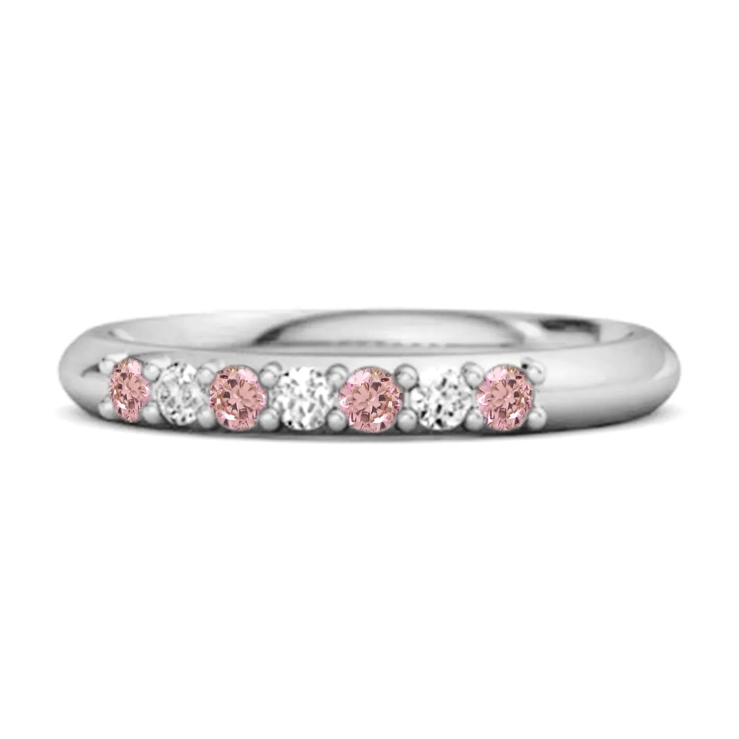 Pink Zirconia Eternity 925 Sterling Silver Stackable Mismatch Ring
