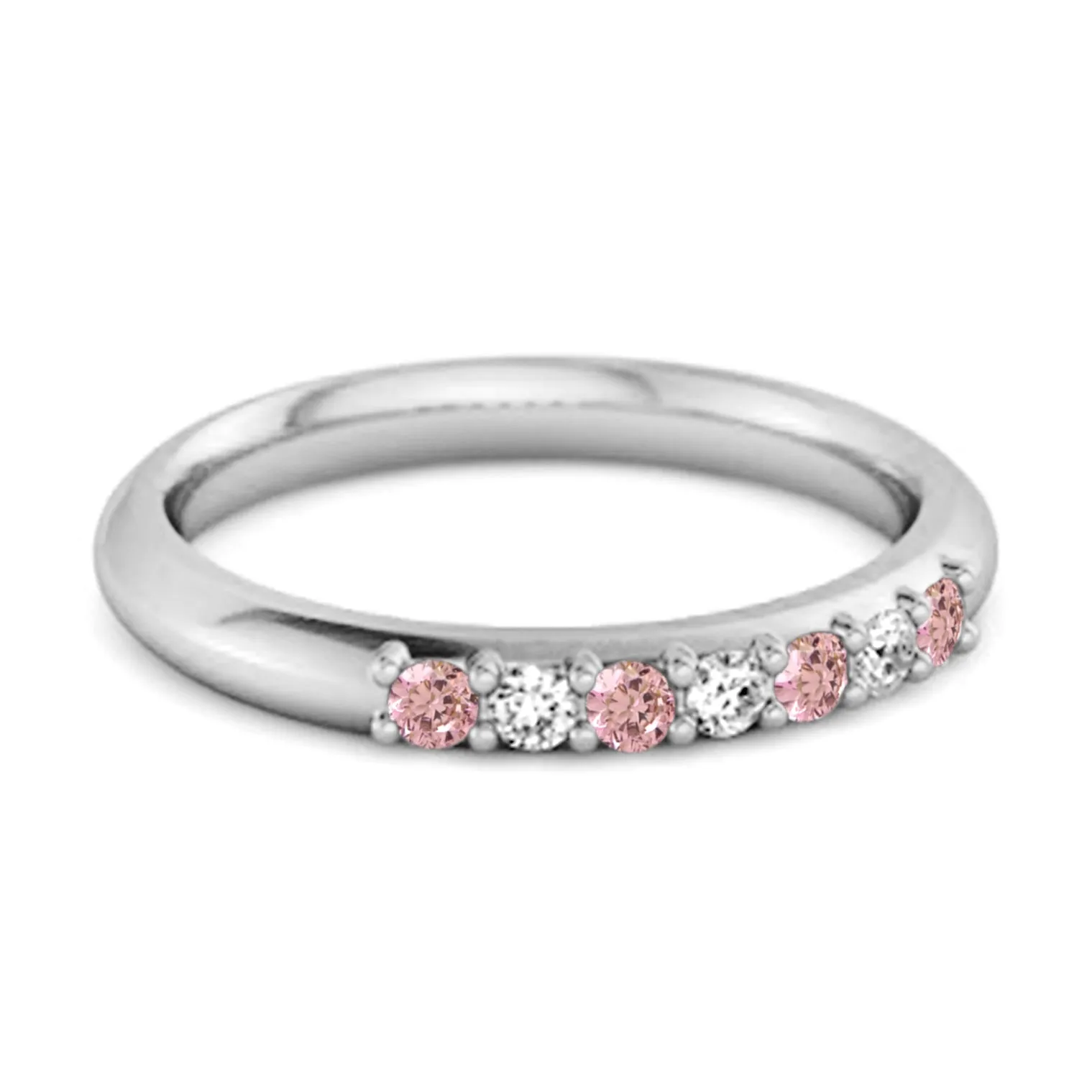Pink Zirconia Eternity 925 Sterling Silver Stackable Mismatch Ring