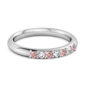 Pink Zirconia Eternity 925 Sterling Silver Stackable Mismatch Ring