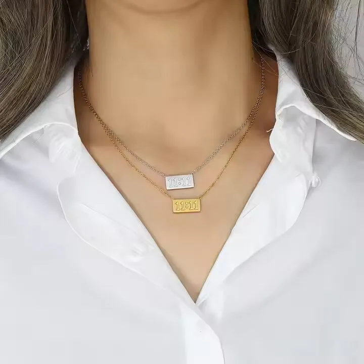 Preffers® Gold Plated Stainless Steel Angel Number Necklace – Meaningful Jewelry Set