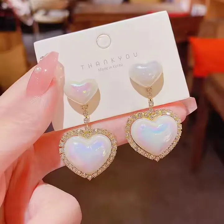 Preffers® Heart with Pearl & Diamond Earrings – Romantic & Sparkling