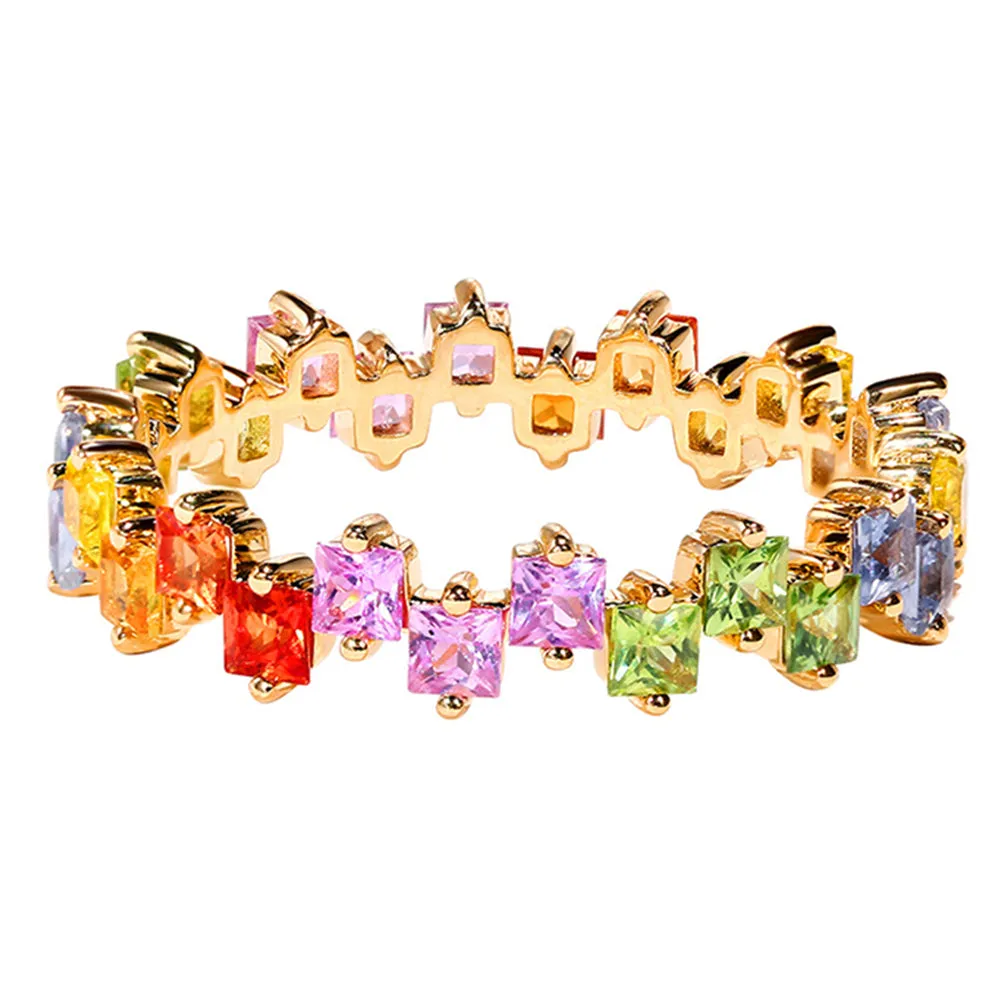 Princess Rainbow Sapphire Full Eternity Ring