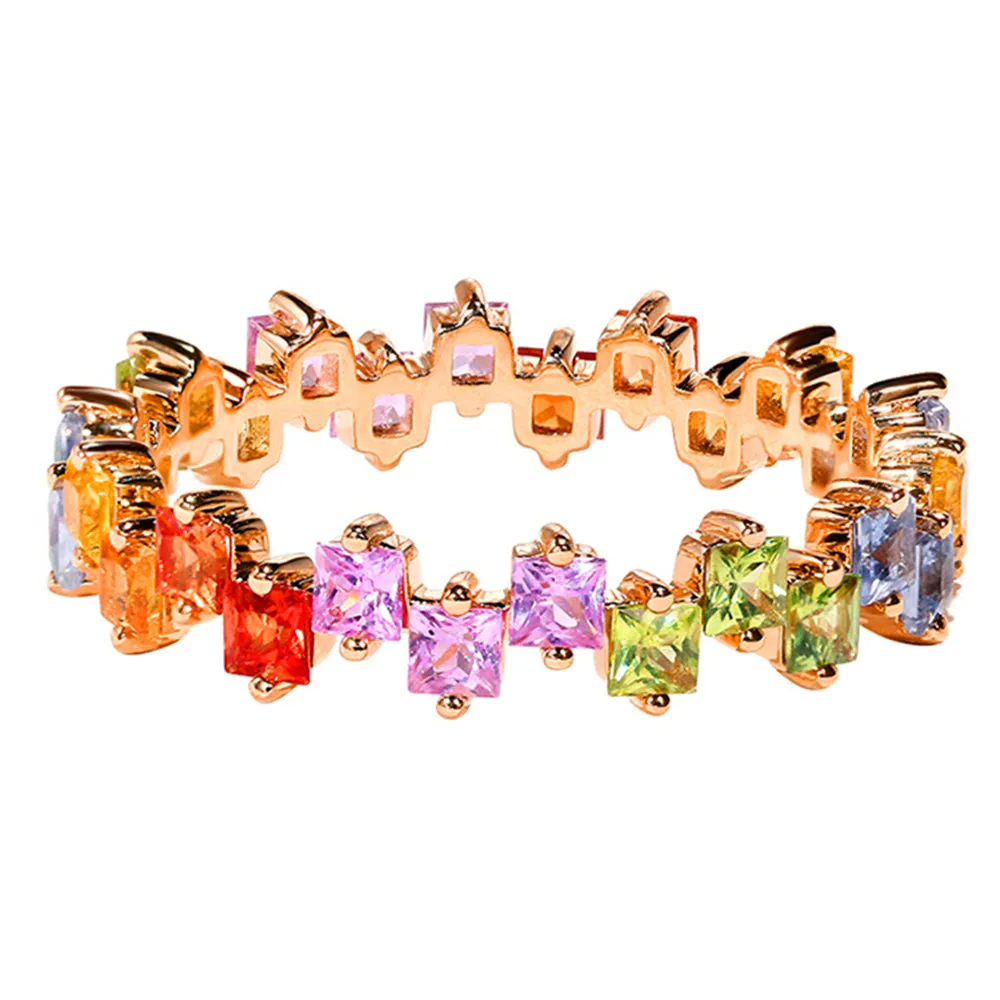 Princess Rainbow Sapphire Full Eternity Ring