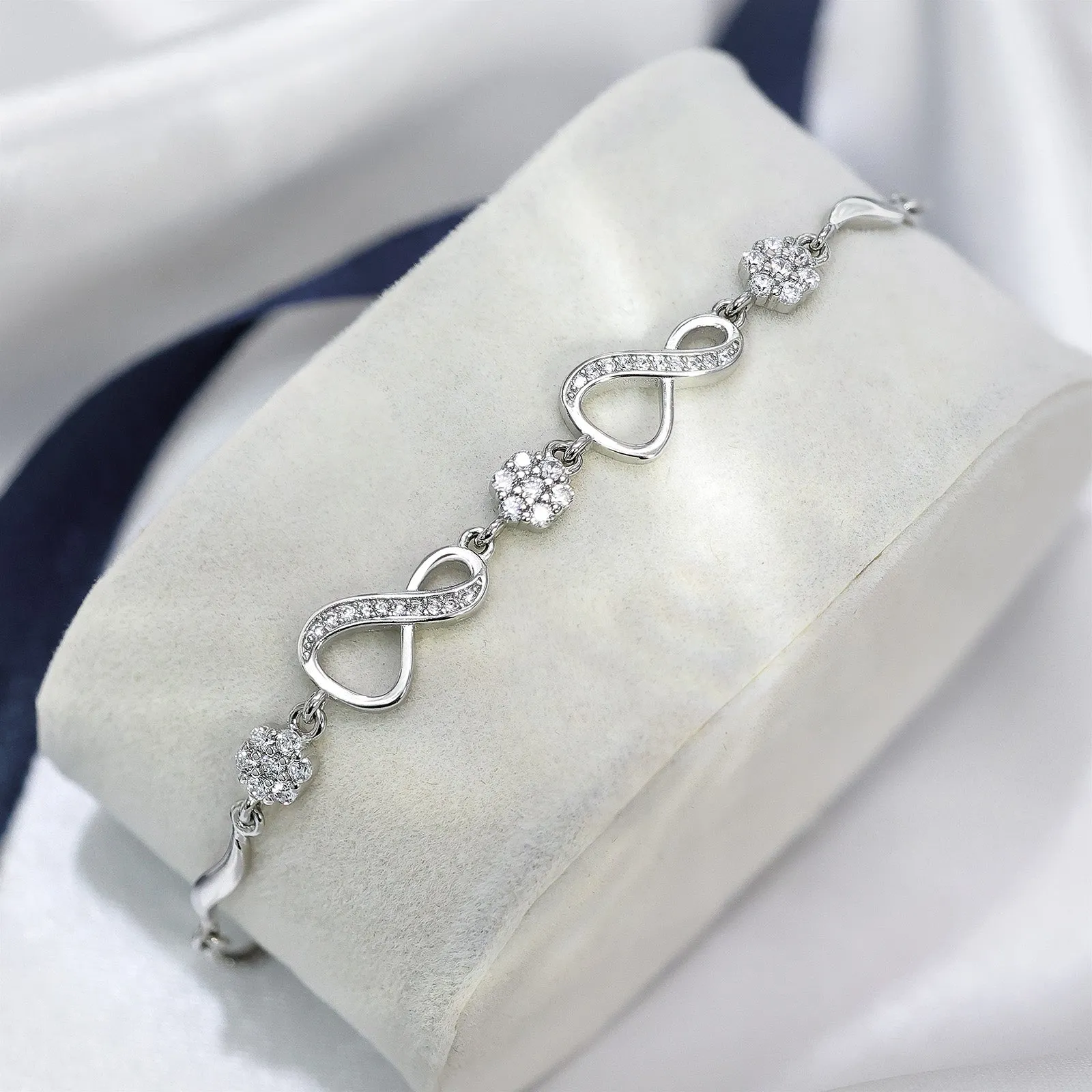 Pure Sterling Silver Infinity Charm  Bracelet