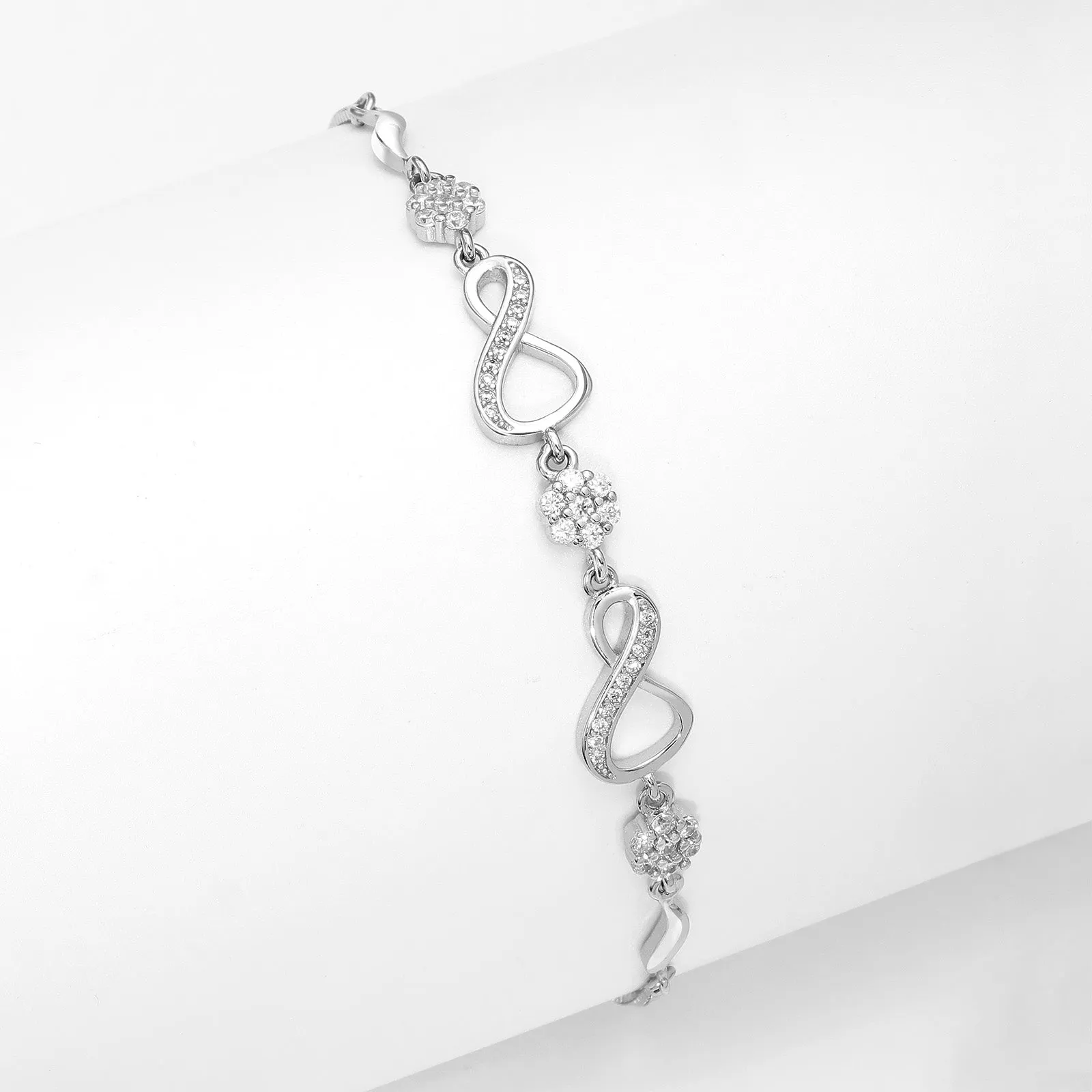 Pure Sterling Silver Infinity Charm  Bracelet