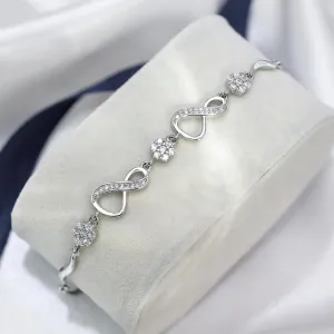 Pure Sterling Silver Infinity Charm  Bracelet