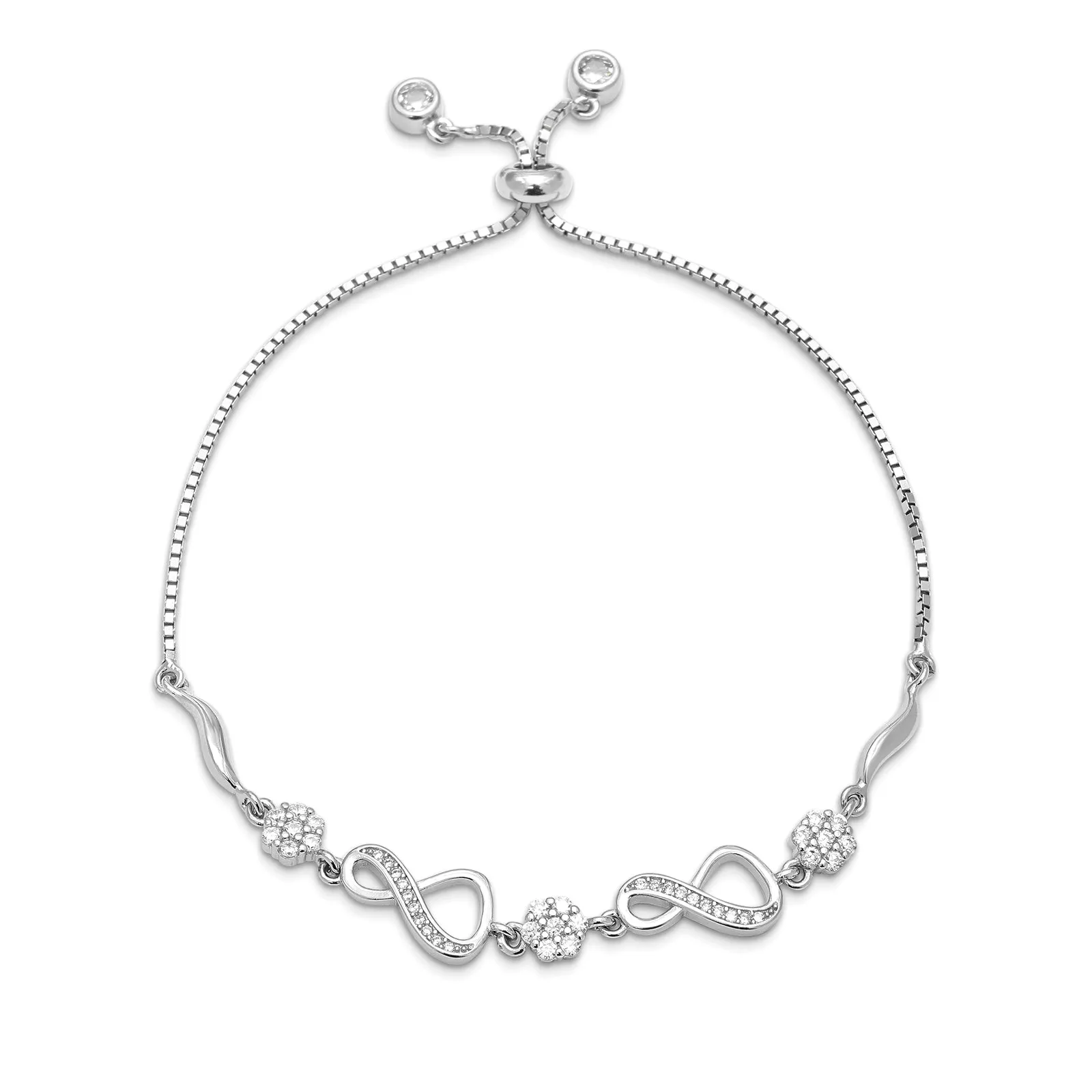 Pure Sterling Silver Infinity Charm  Bracelet