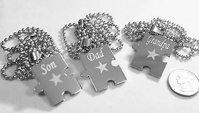PUZZLE PIECE NECKLACE DAD SON GRANDPA SOLID STAINLESS STEEL BALL CHAIN NECKLACE