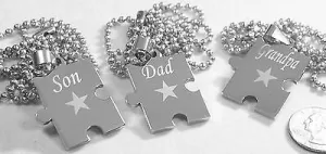 PUZZLE PIECE NECKLACE DAD SON GRANDPA SOLID STAINLESS STEEL BALL CHAIN NECKLACE