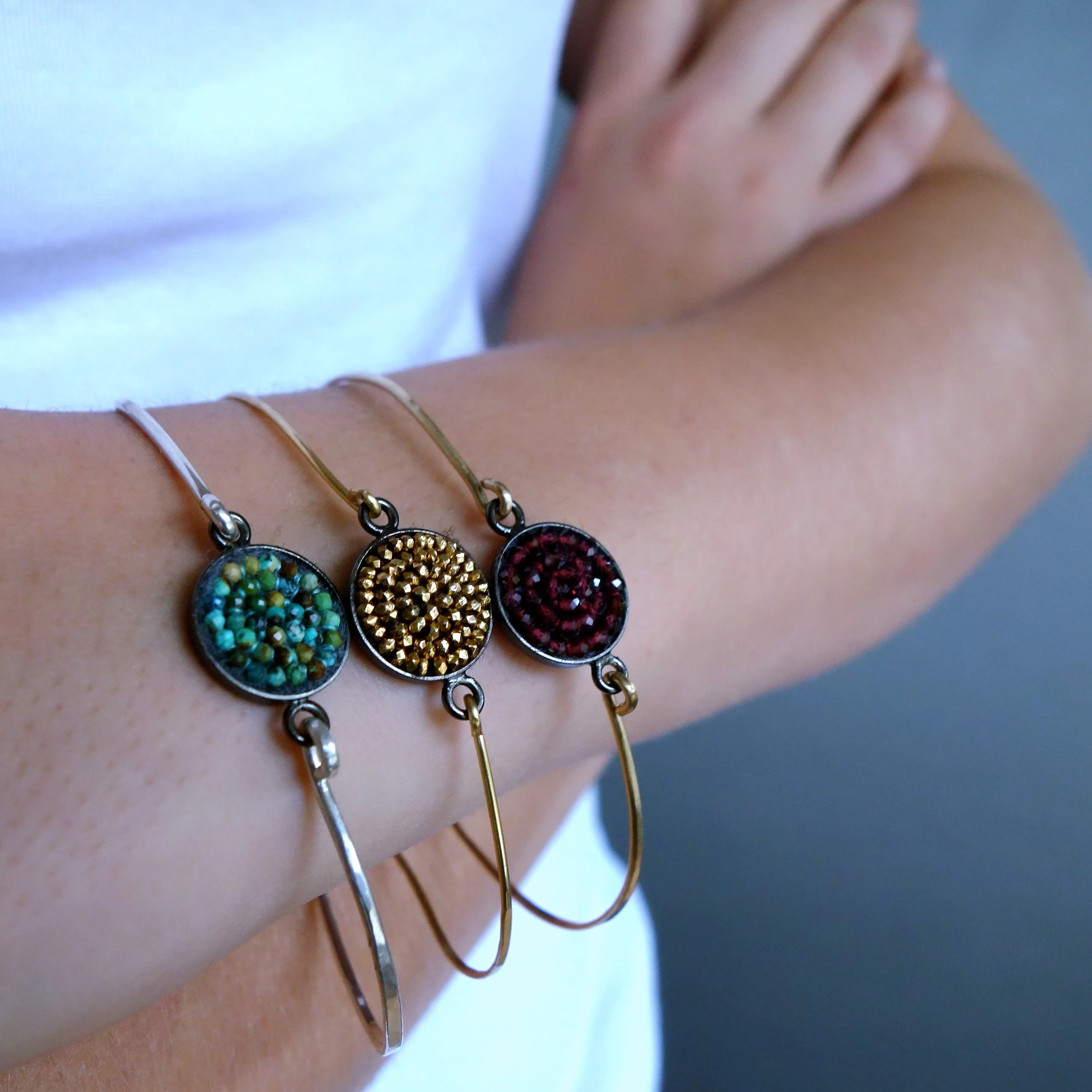Pyrite Iconic Mosaic Bangle Bracelet