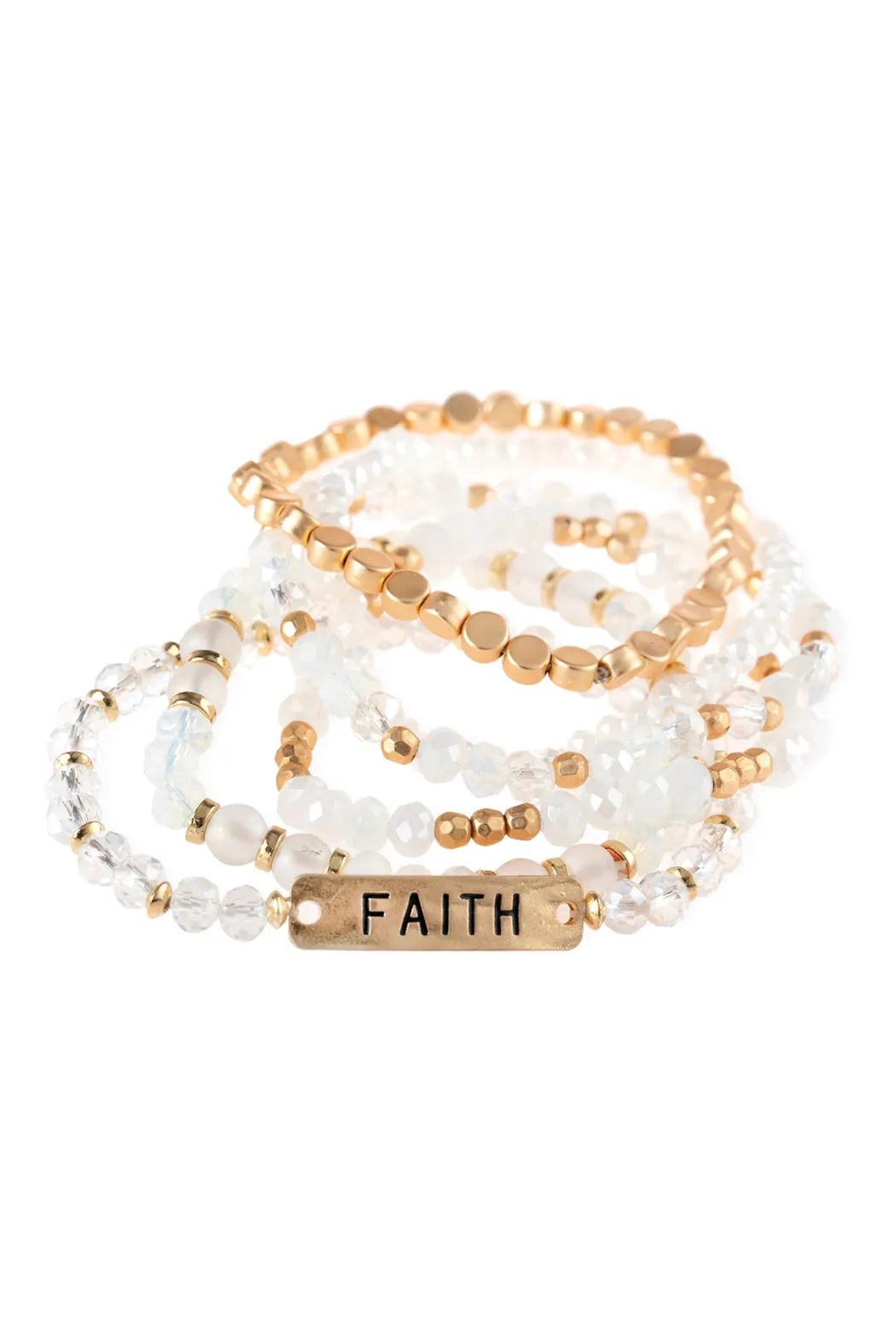 "FAITH" CHARM MIXED BEADS BRACELET