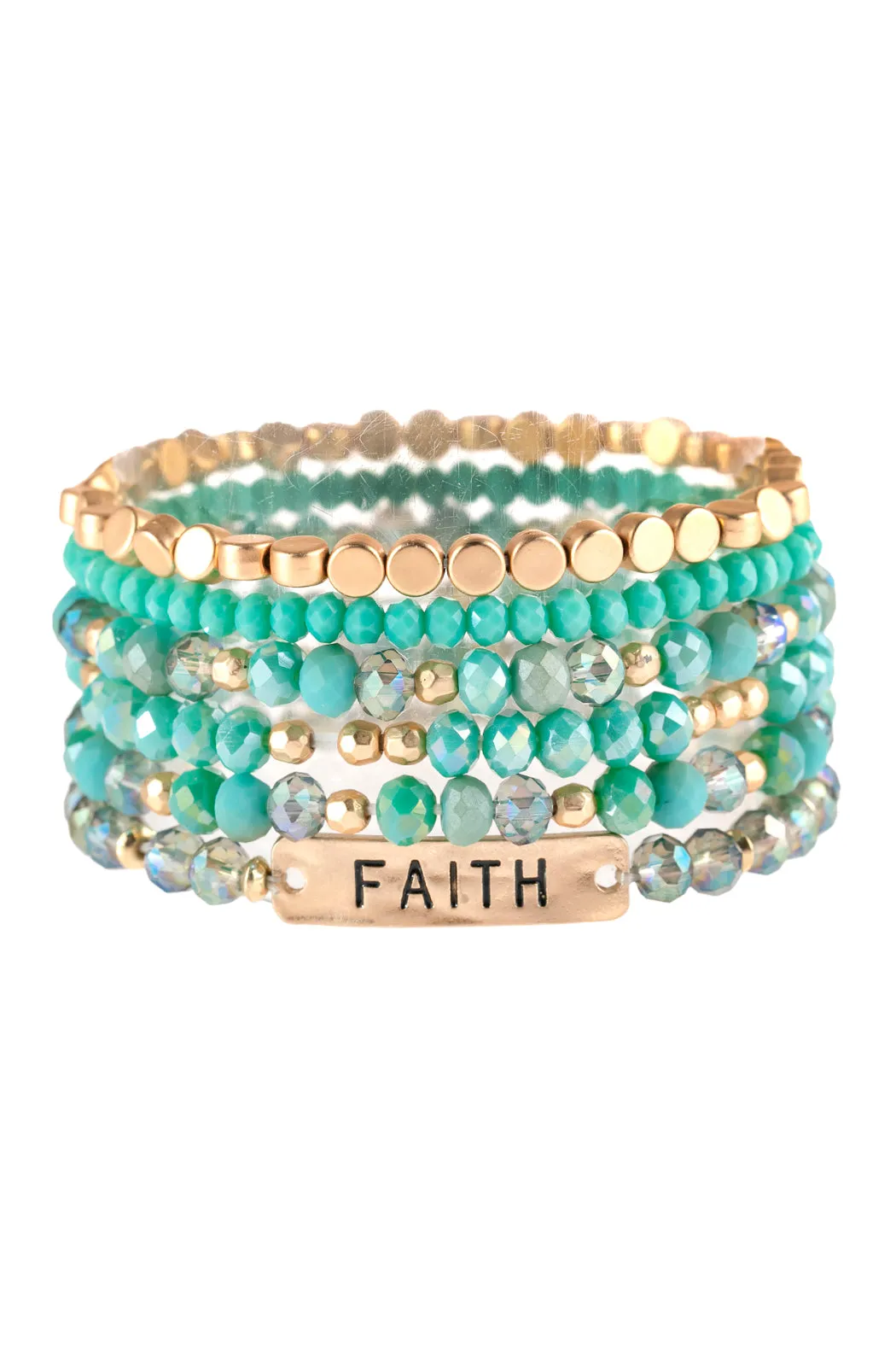 "FAITH" CHARM MIXED BEADS BRACELET