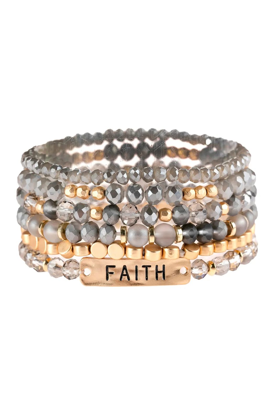 "FAITH" CHARM MIXED BEADS BRACELET