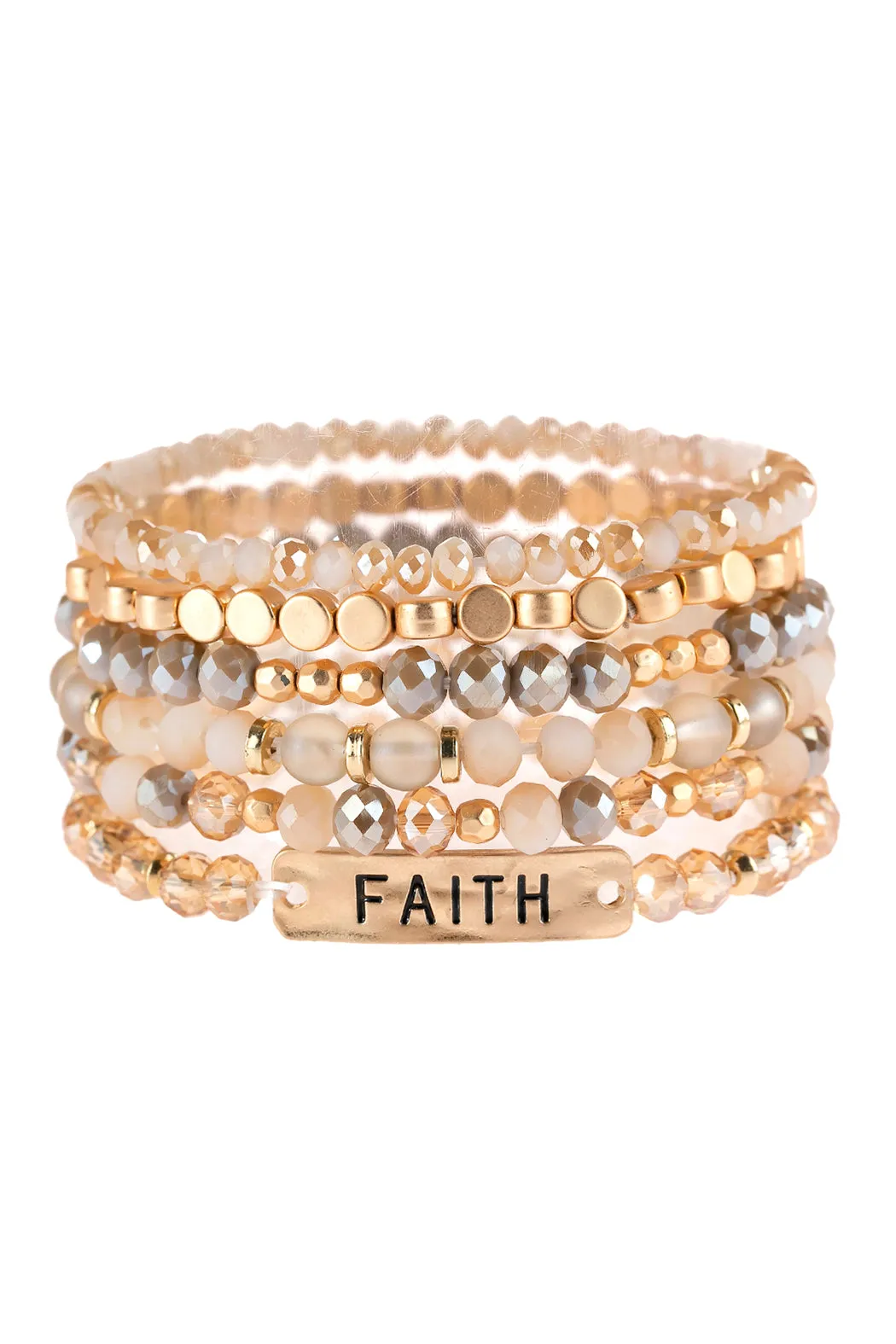 "FAITH" CHARM MIXED BEADS BRACELET