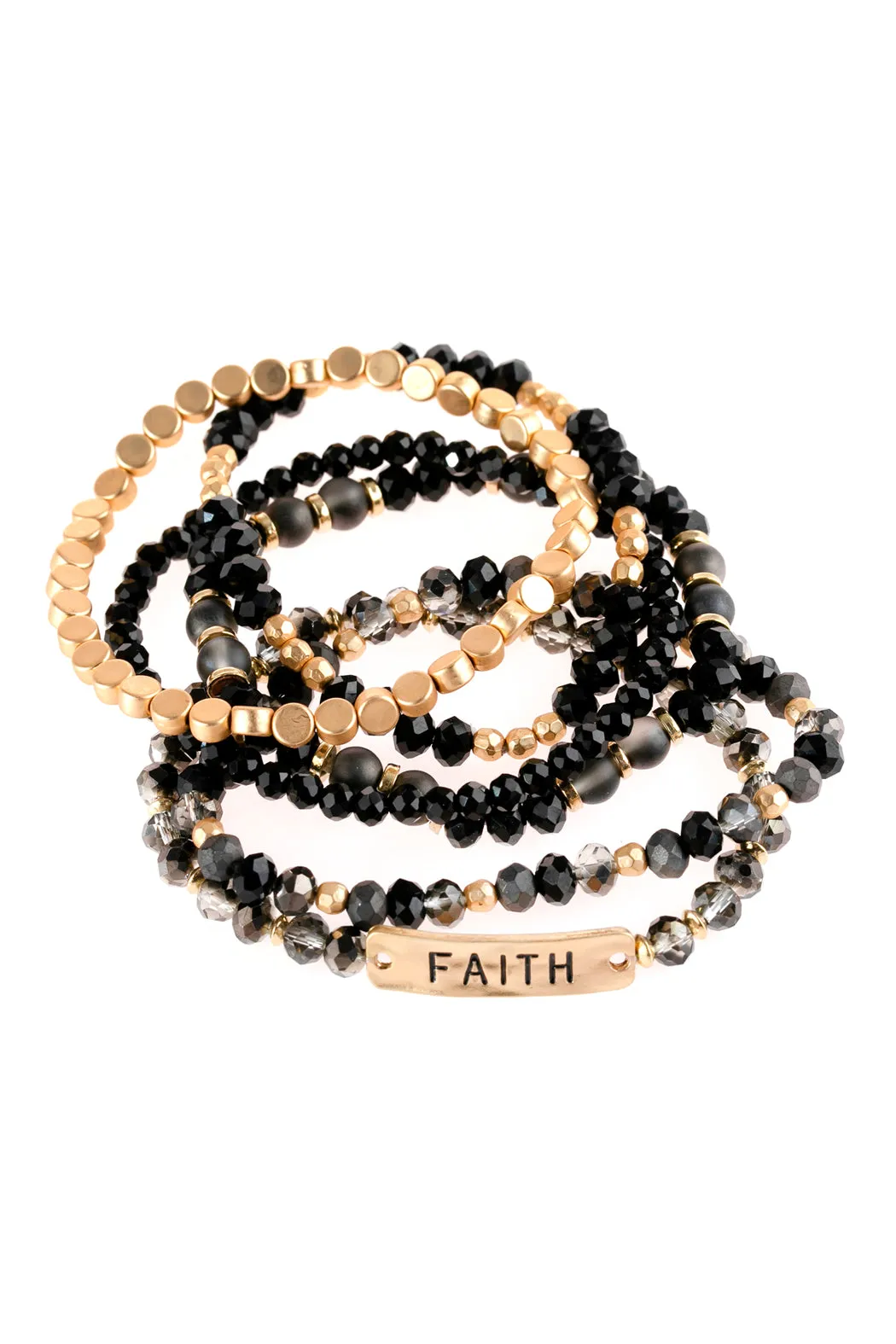 "FAITH" CHARM MIXED BEADS BRACELET