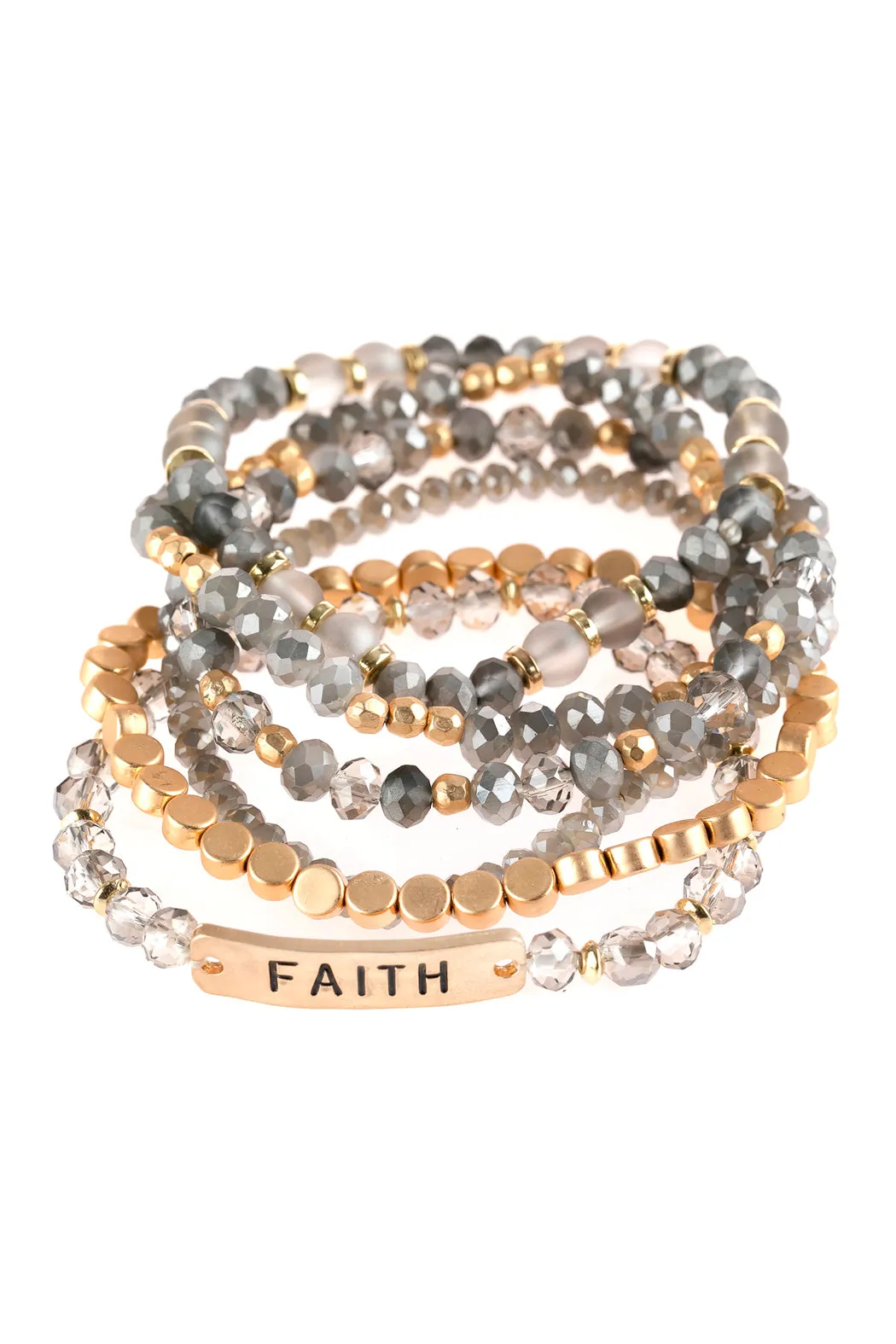 "FAITH" CHARM MIXED BEADS BRACELET