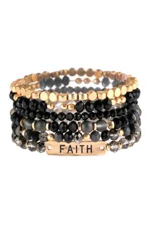 "FAITH" CHARM MIXED BEADS BRACELET