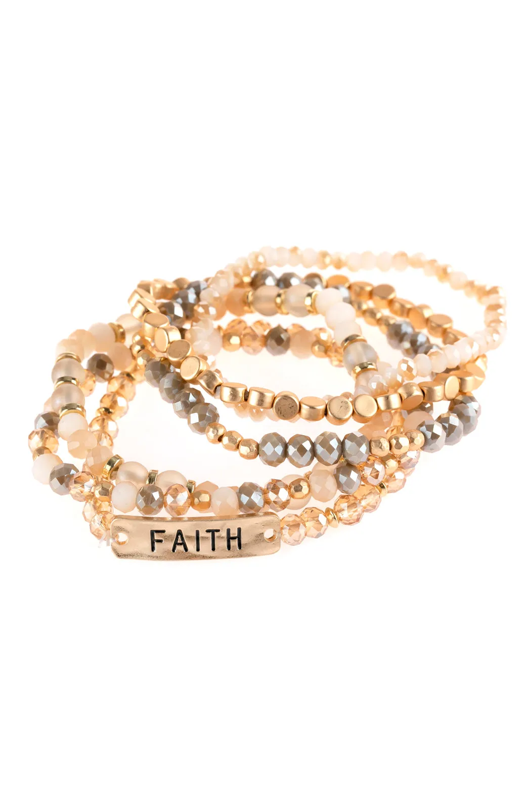 "FAITH" CHARM MIXED BEADS BRACELET