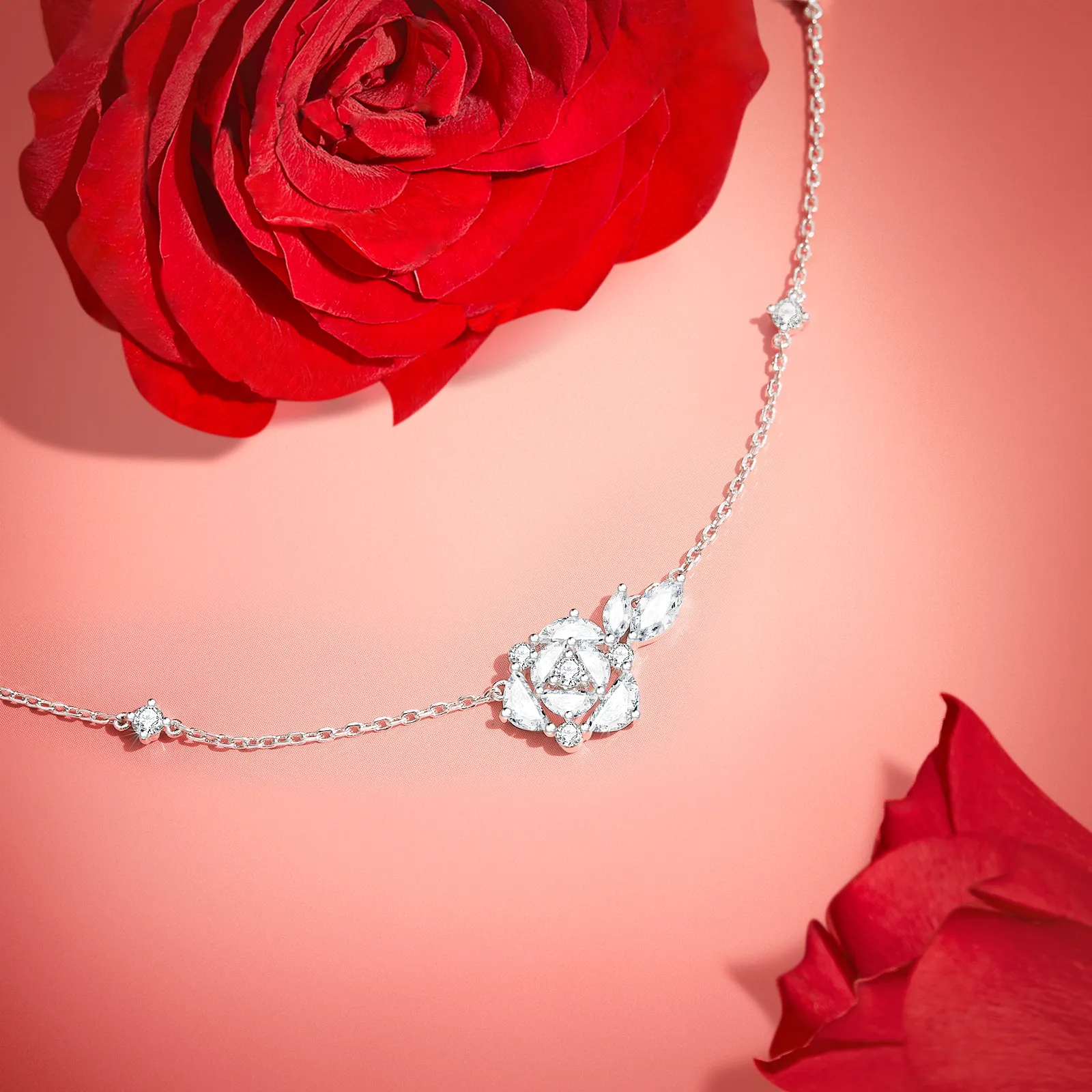 "One Rose" Sterling Silver Necklace