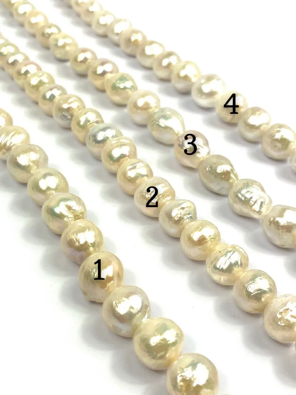 Radiant 10mm-12mm White Edison Pearl Strands, 100% Natural Color, Edison Pearls, Pearl Strands