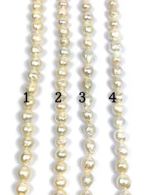 Radiant 10mm-12mm White Edison Pearl Strands, 100% Natural Color, Edison Pearls, Pearl Strands