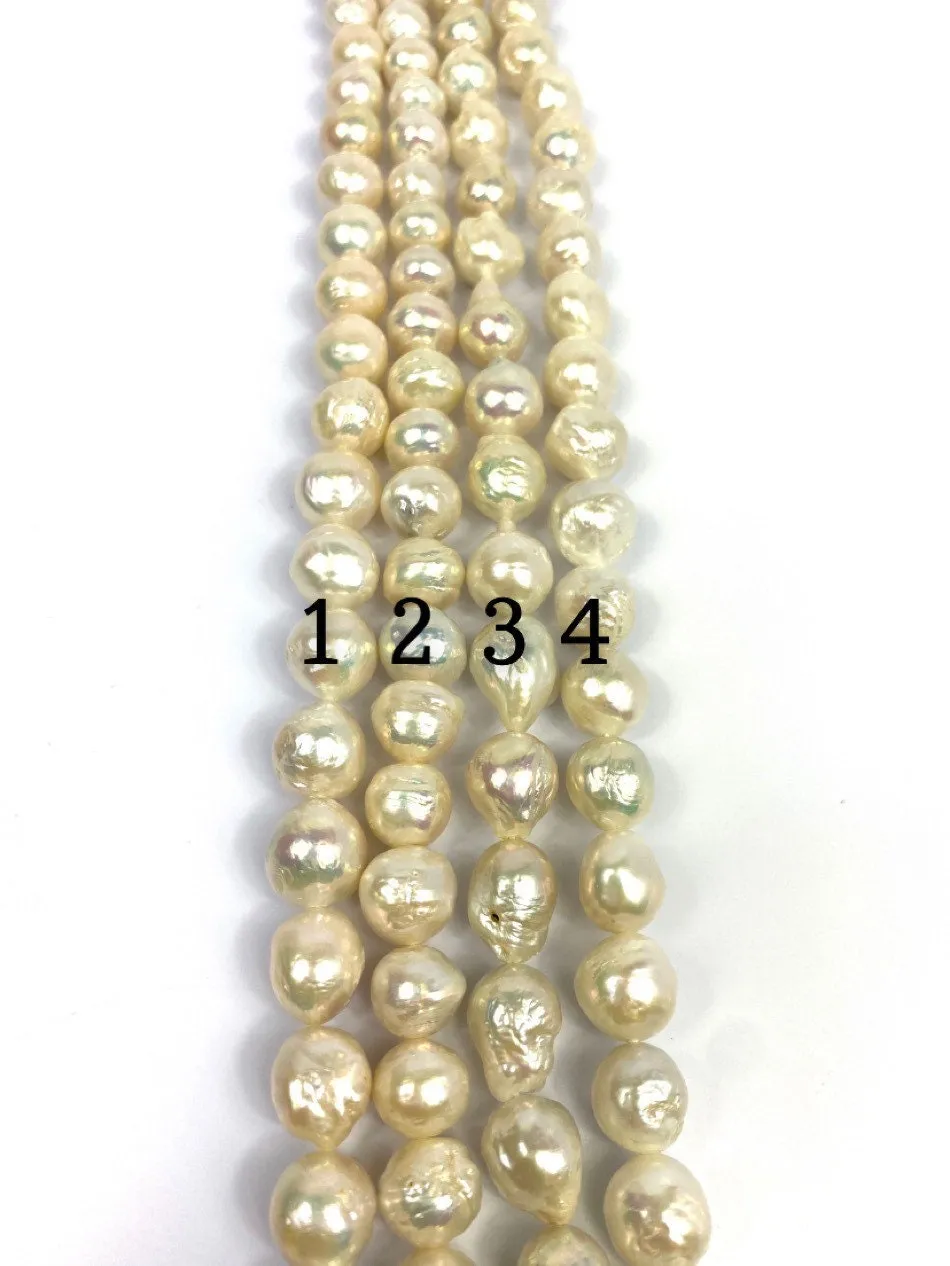 Radiant 10mm-12mm White Edison Pearl Strands, 100% Natural Color, Edison Pearls, Pearl Strands