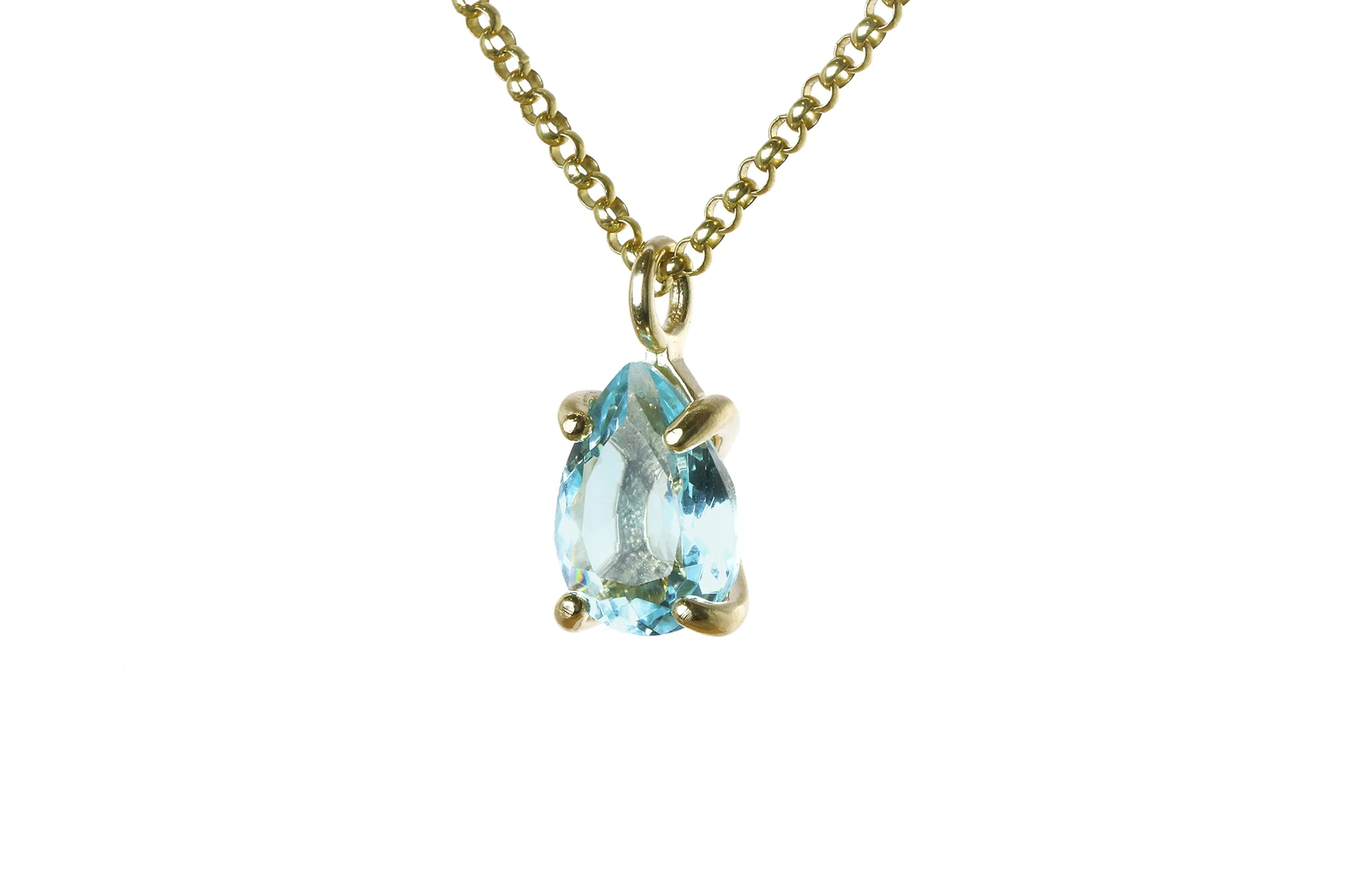 Radiant Blue Topaz Gold Necklace