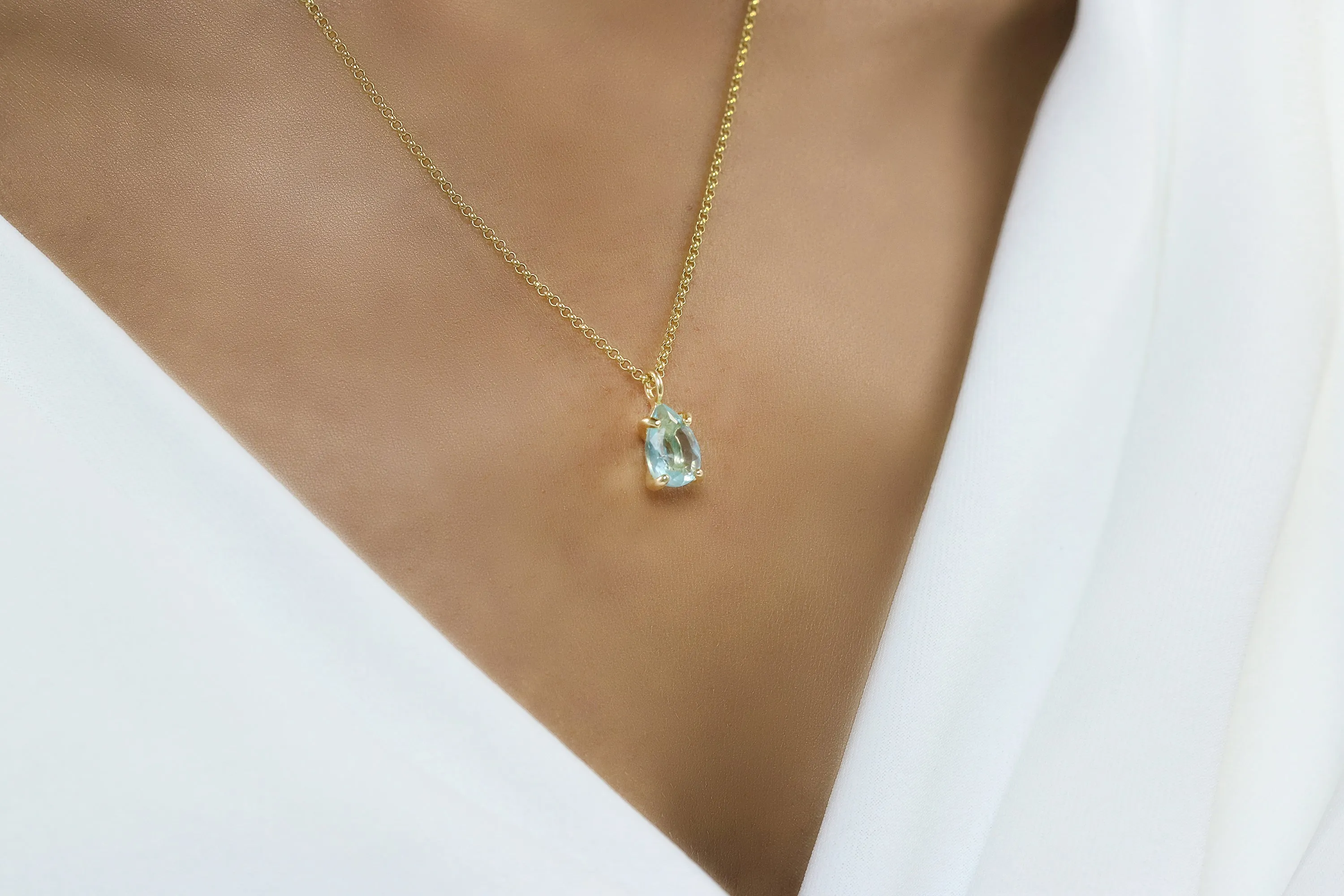 Radiant Blue Topaz Gold Necklace