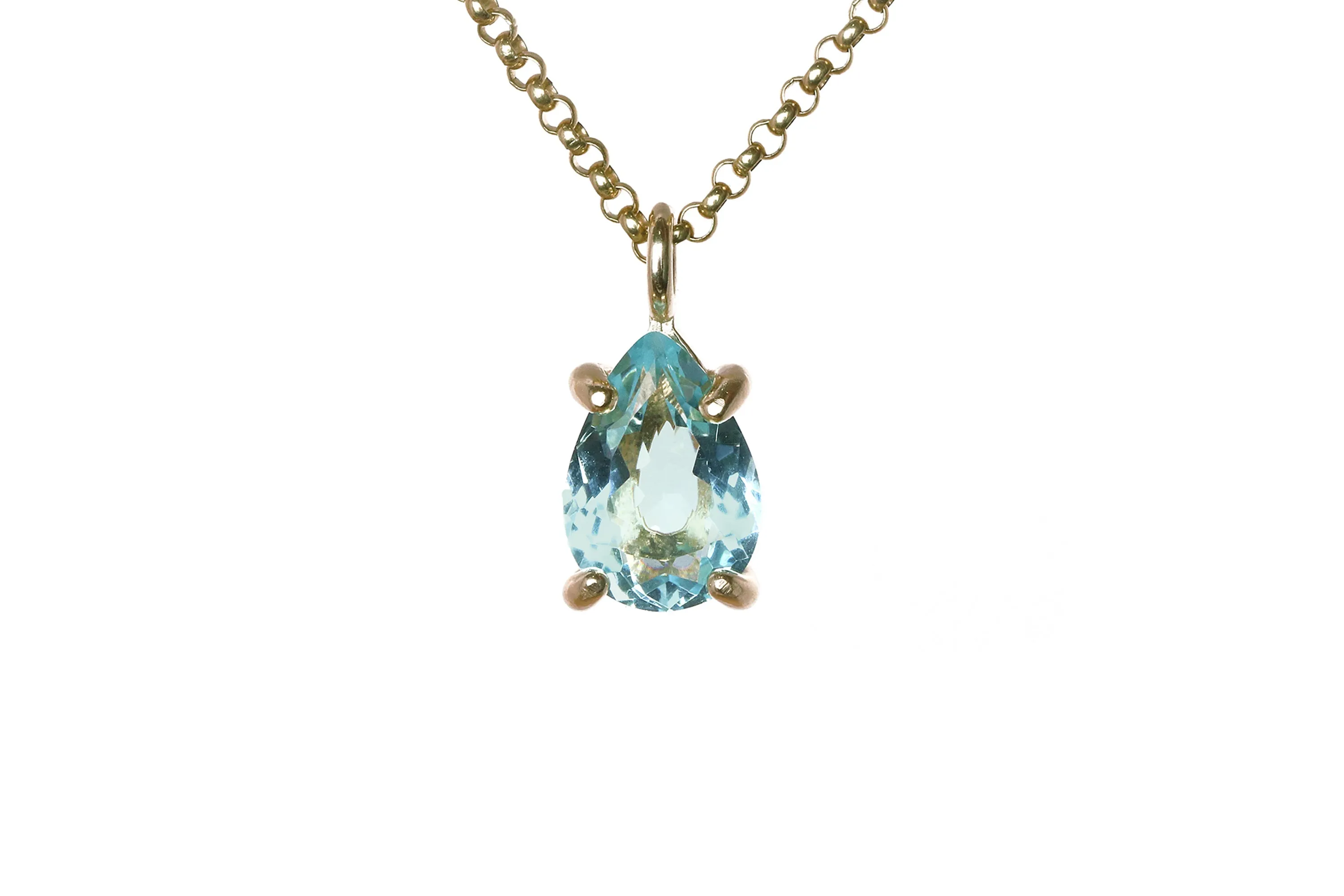 Radiant Blue Topaz Gold Necklace