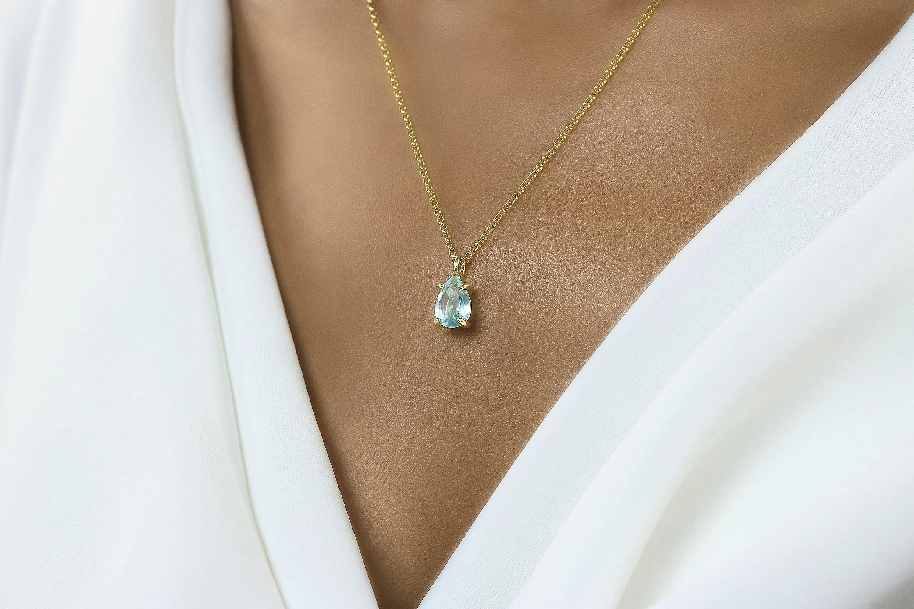 Radiant Blue Topaz Gold Necklace