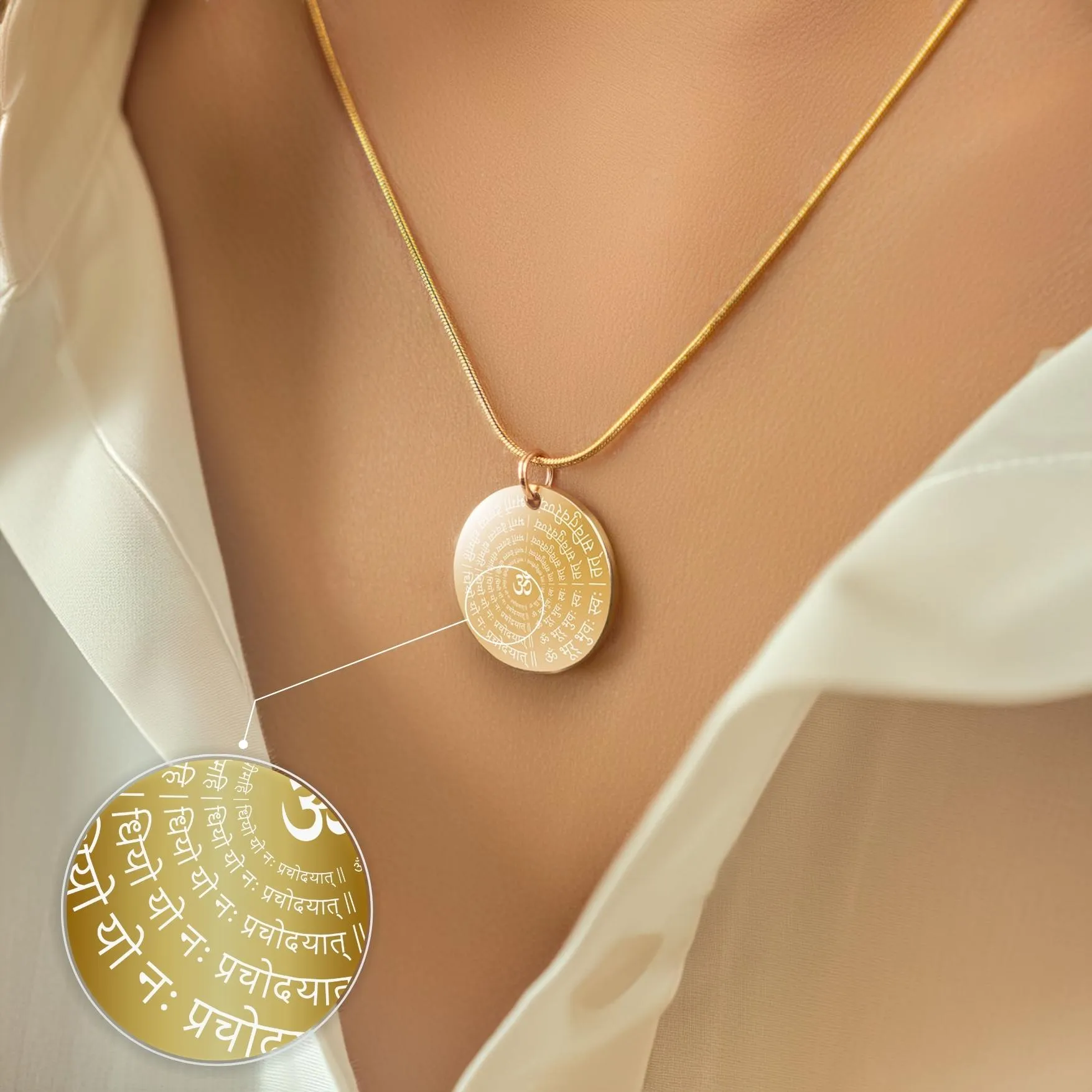 Radiant Gayatri Mantra Circle Necklace