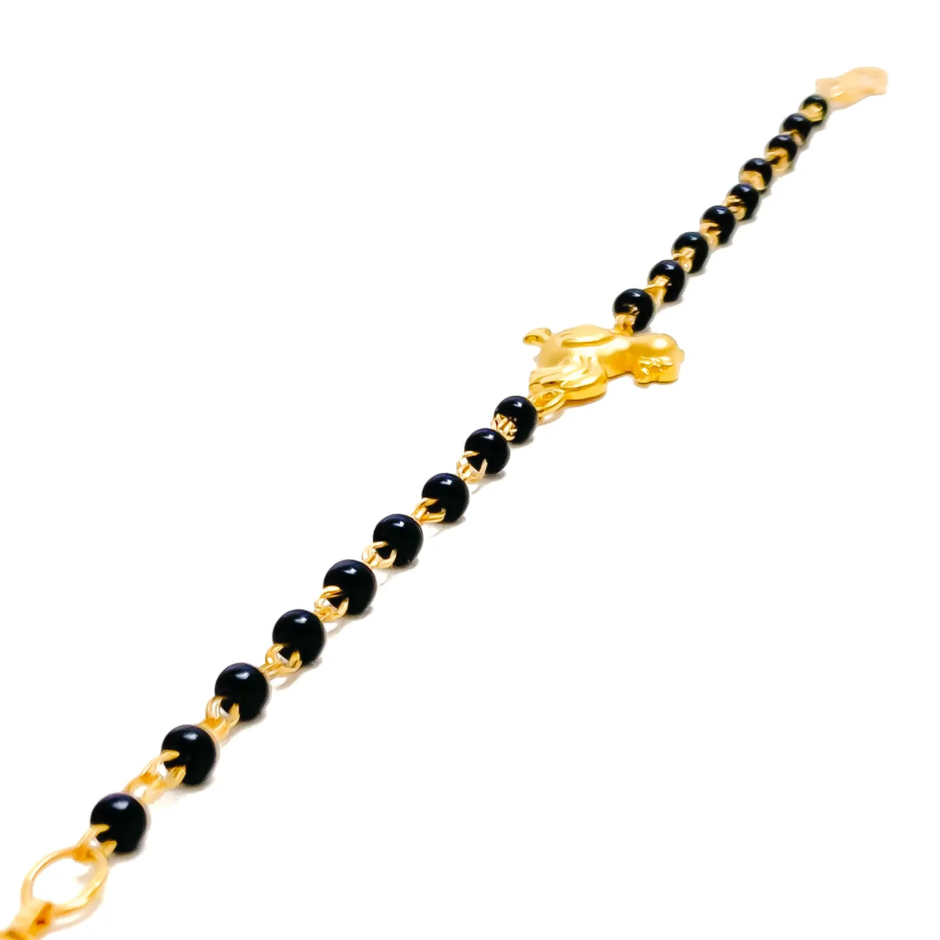 Radiant Sleek 22k Gold Black Bead Baby Bracelet