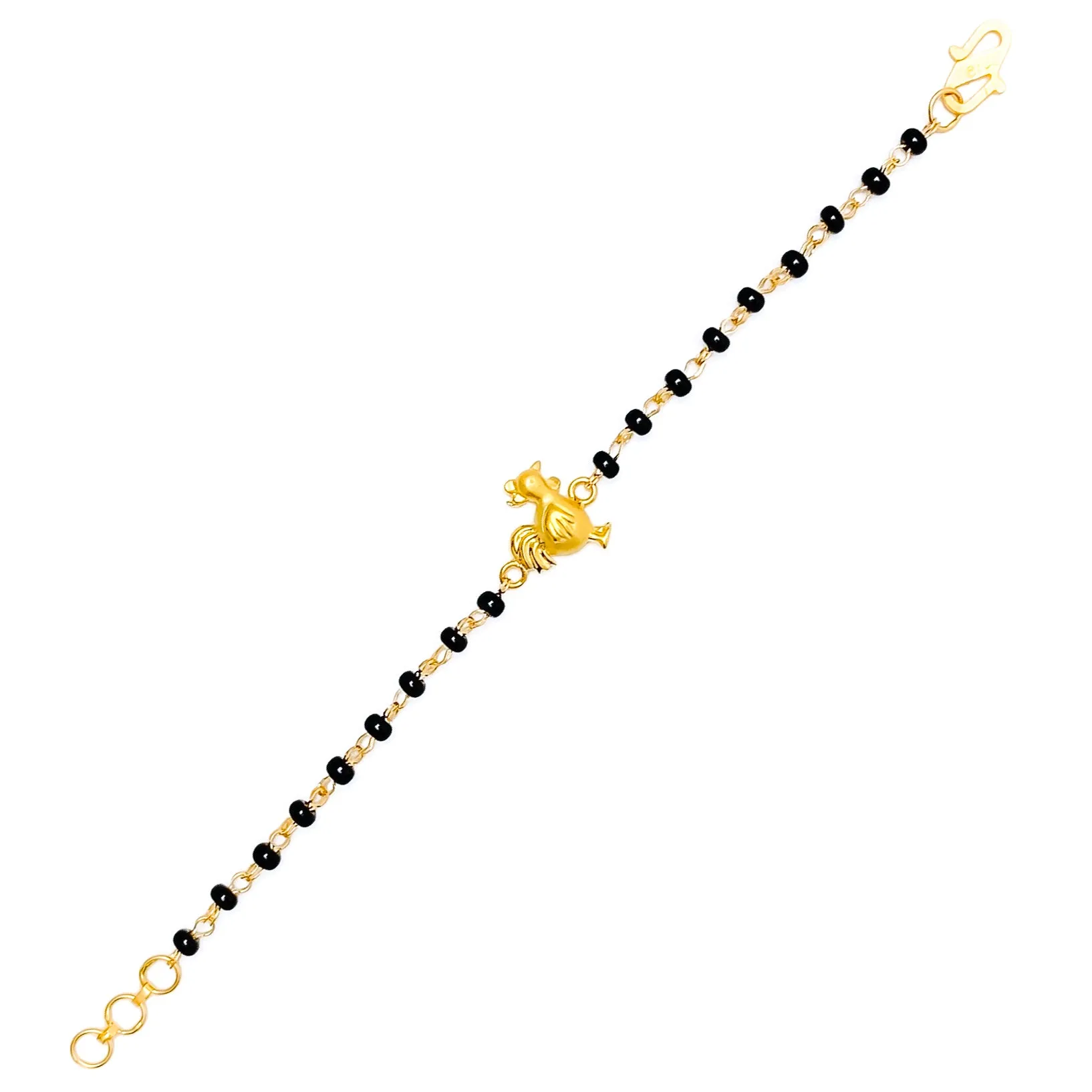 Radiant Sleek 22k Gold Black Bead Baby Bracelet