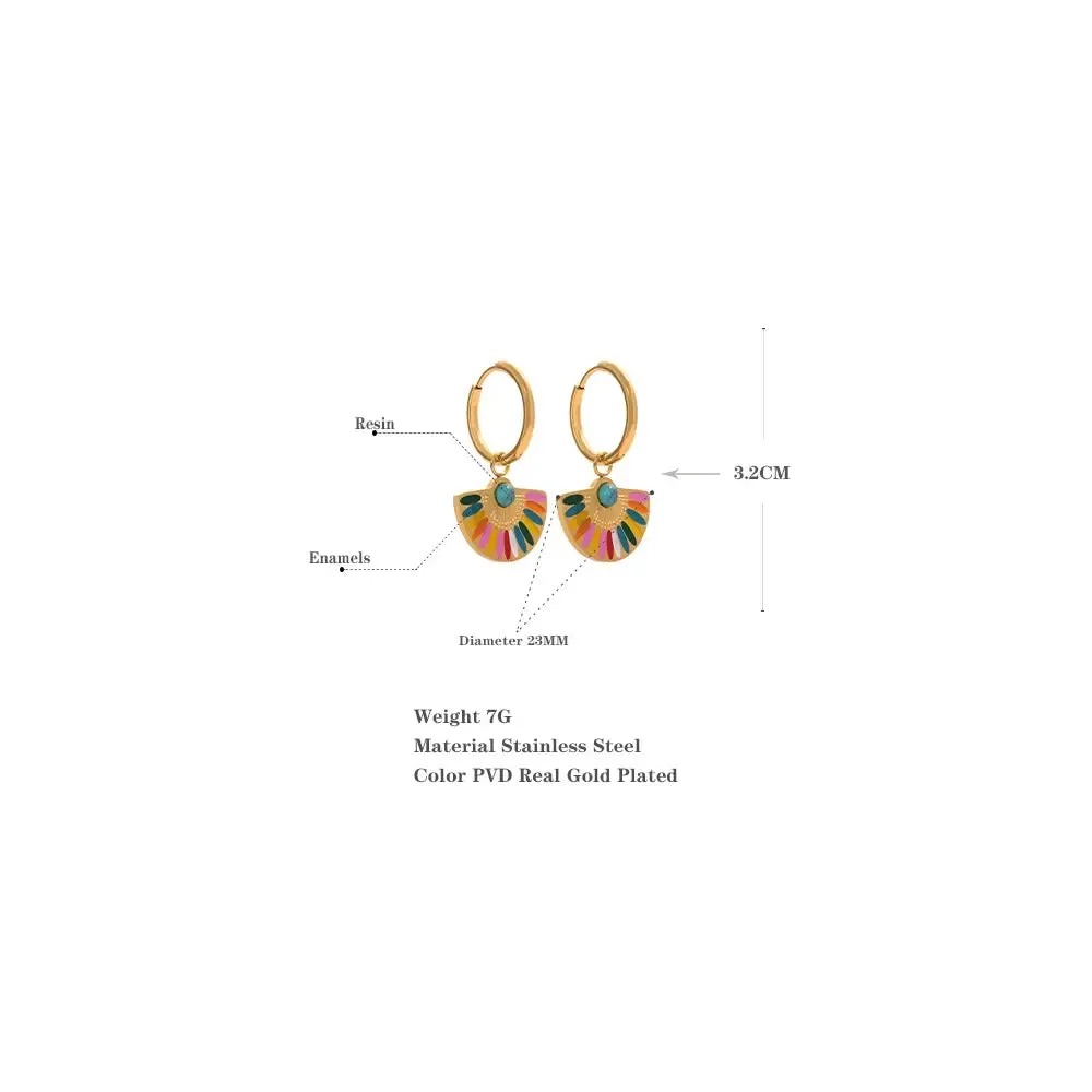 Rainbow Drop Hoop Earrings