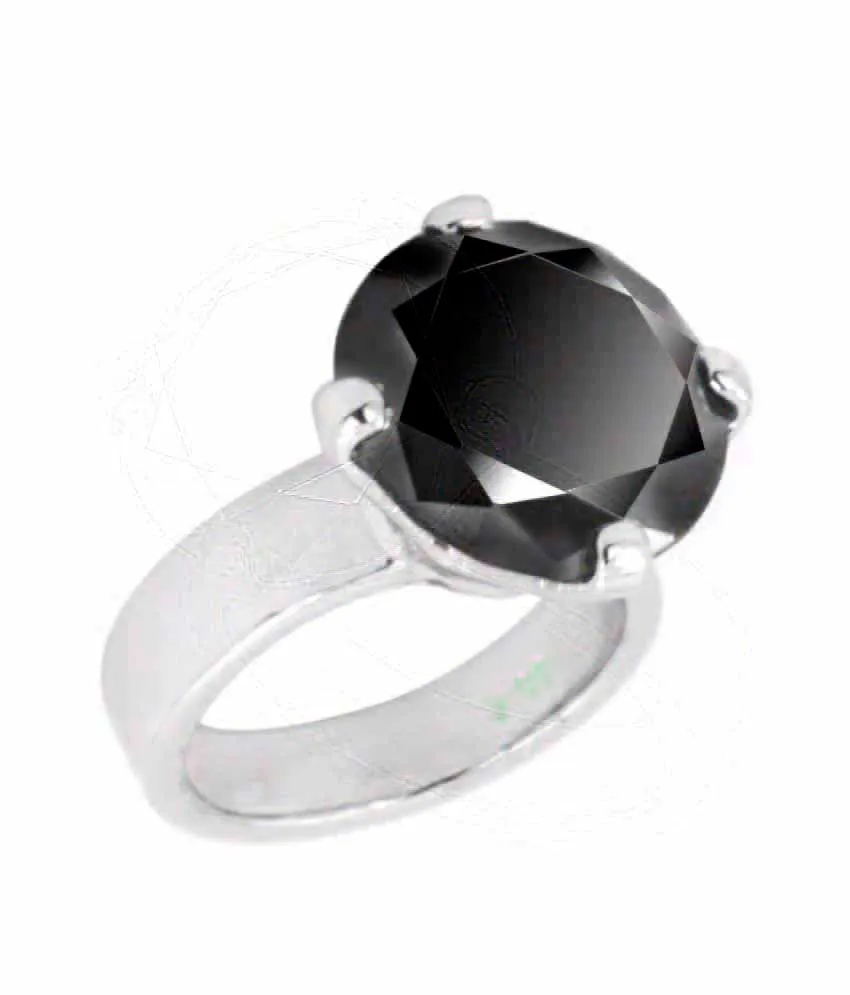 RARE! 6 Ct AAA Quality Certified Black Diamond Solitaire Silver Ring in 925 Silver, Very Elegant & Great Shine