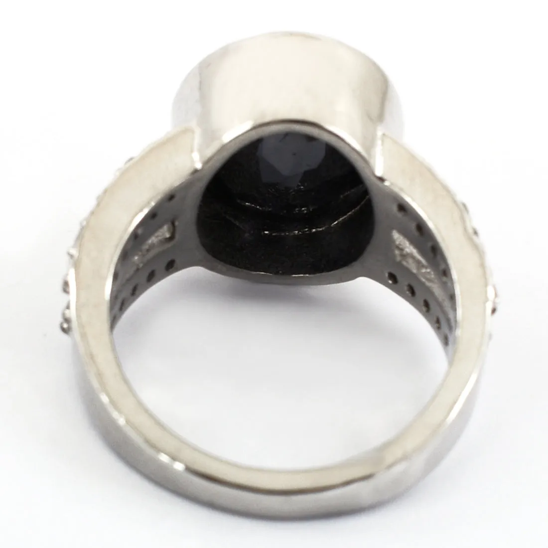 RARE! 9.50 Ct Amazing Black Diamond Ring With Rose Cut Diamond Accents, Great Sparkle & Very Elegant