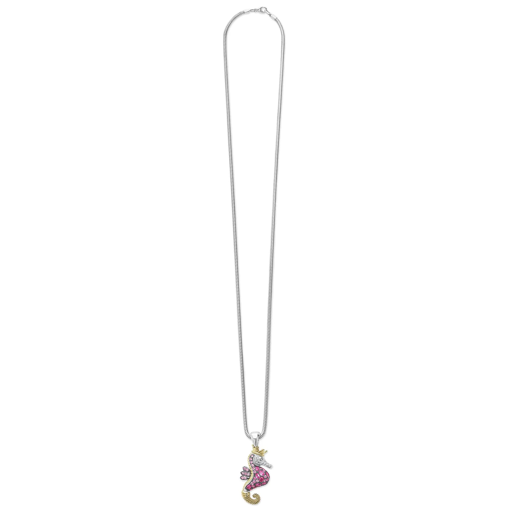 Rare Wonders Pink Sapphire and Diamond Seahorse Pendant Necklace