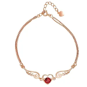Red Crystal & Cubic Zirconia Flying Heart Bracelet
