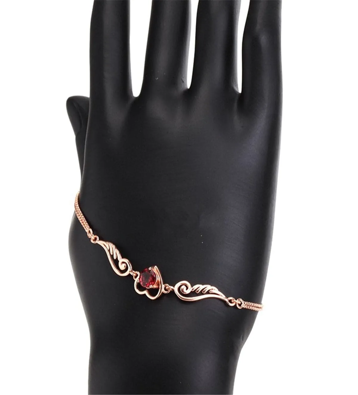 Red Crystal & Cubic Zirconia Flying Heart Bracelet