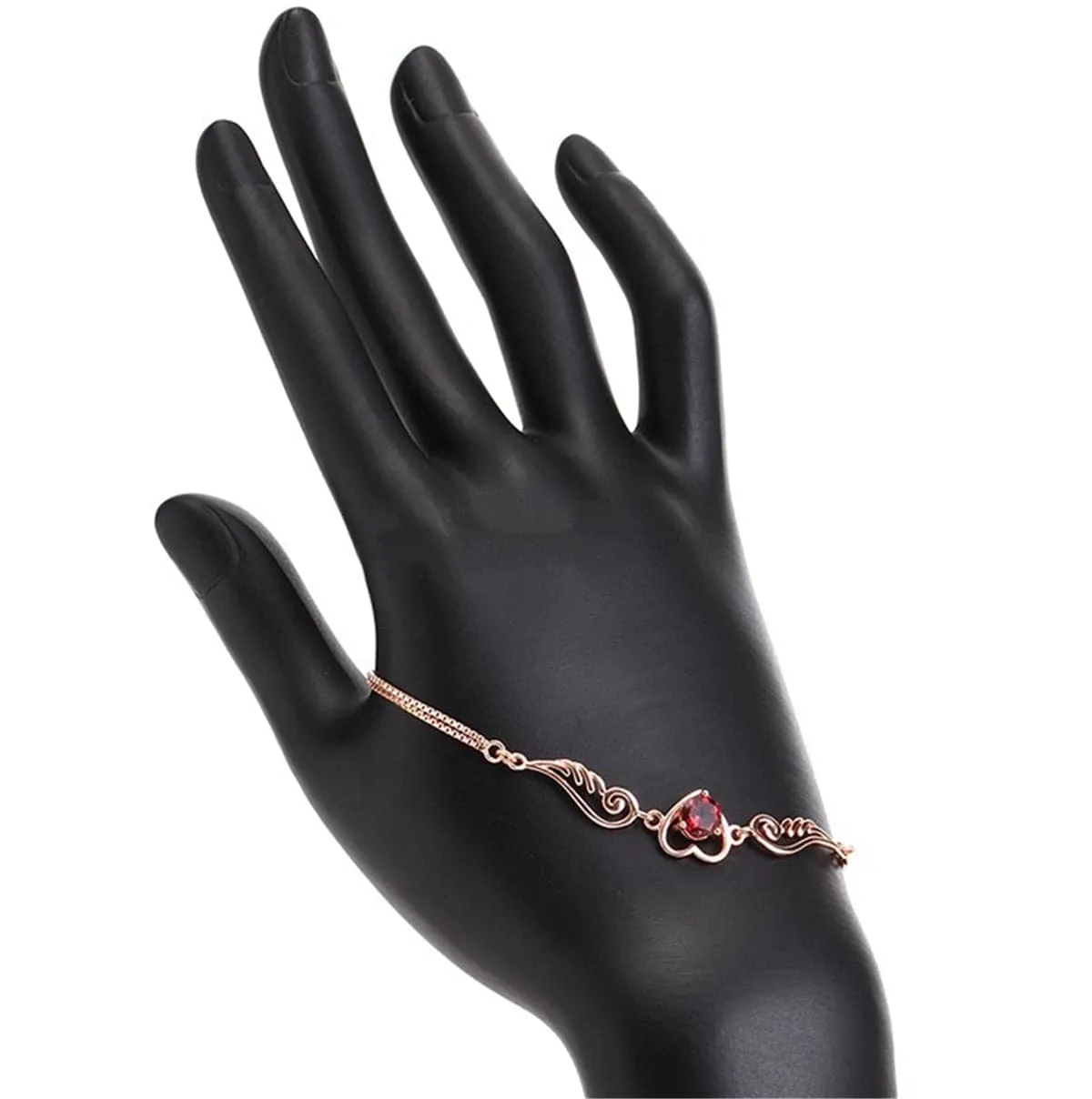 Red Crystal & Cubic Zirconia Flying Heart Bracelet