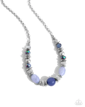 Refined Redux - Blue - White, and Oil Spill Bead Paparazzi Short Necklace