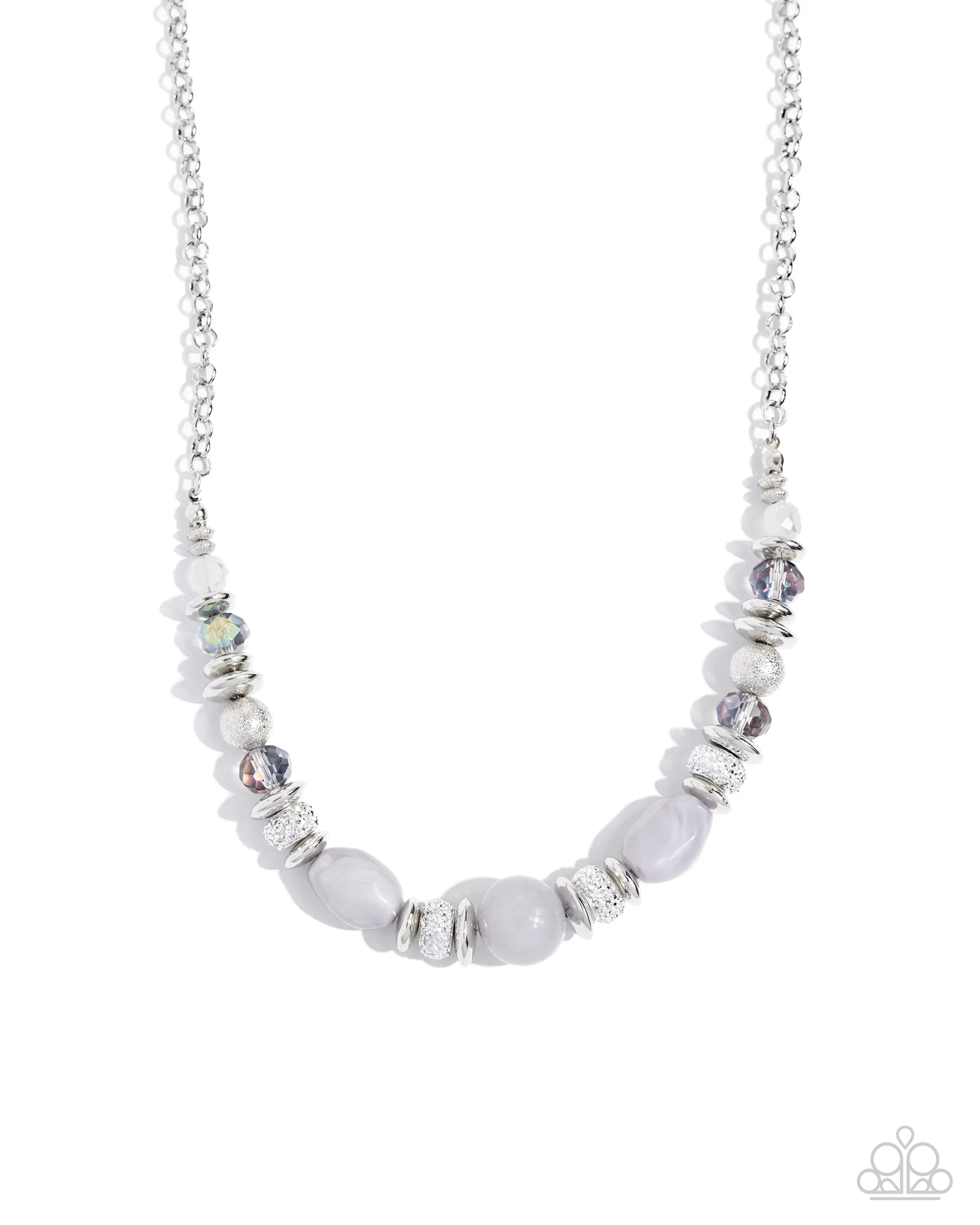 Refined Redux - Silver - Faceted and Smoky Bead Paparazzi Short Necklace